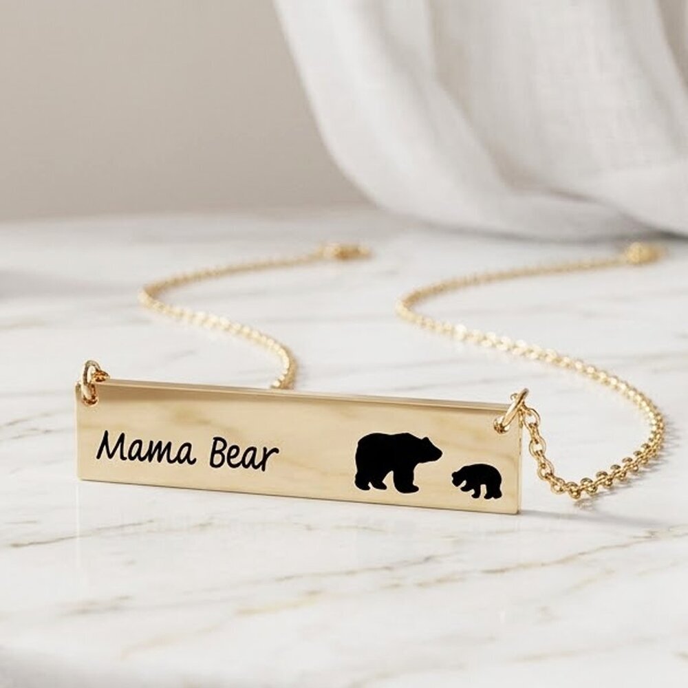 Mama Bear Bar Necklace - 1 Cub